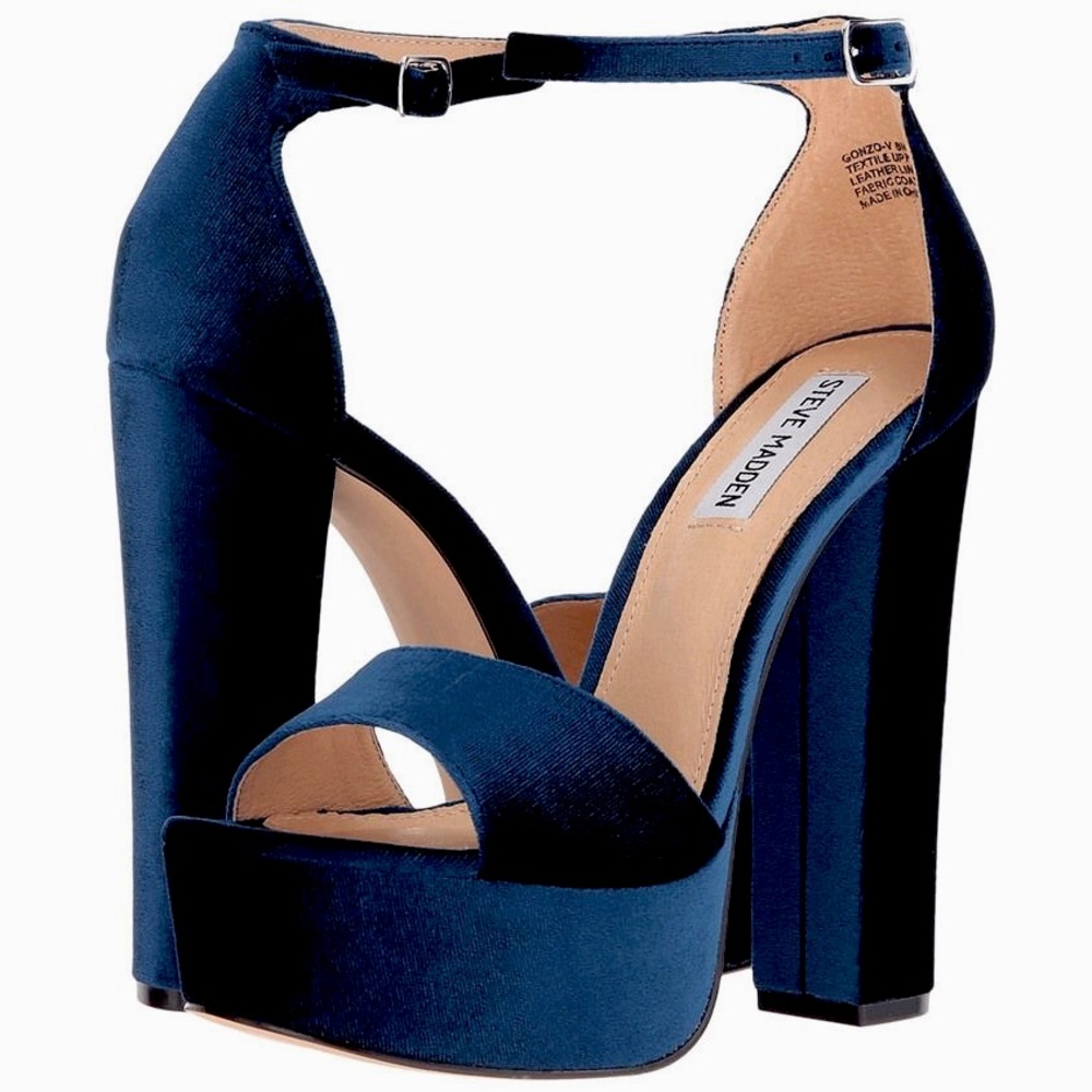 COPY - Steve Madden navy blue suede platform heels